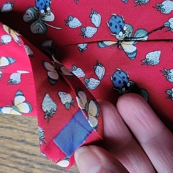 Leidenfalter 100% silk Repp berry lady bug clover blue red unisex necktie - Picture 5 of 12